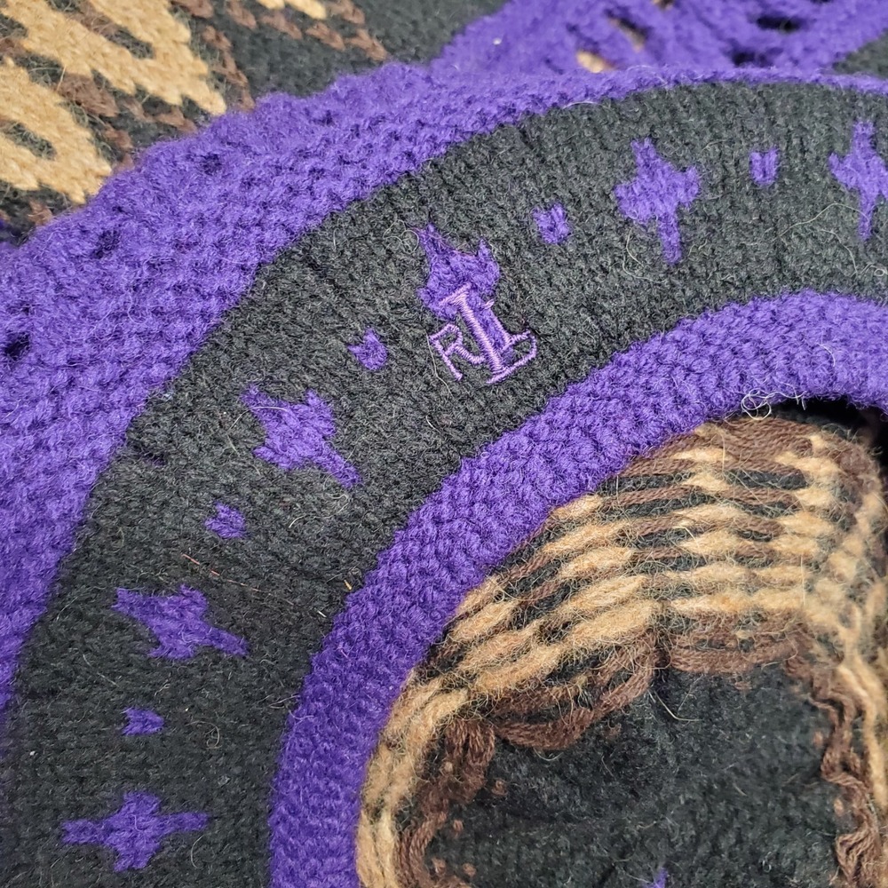 Vtg Lauren Ralph Lauren 100% Lambswool Knit Hat & Scarf Set Purple RARE NWOT - Picture 5 of 9